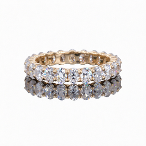 Women's 18K Gold Filled Diamond Eternity Band <b>Ring</b> Round Brilliant Cut Pave Setting Classic Wedding Jewelry - Product Image 1