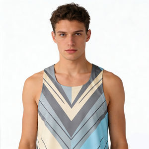 เสื้อกล้ามวิ่งแห้งเร็ว ระบายอากาศได้ดี แบบยูนิเซ็กซ์ คอกลม ลายทาง สีสันตัดกัน เหมาะสำหรับวิ่งและออกกำลังกาย - Product Image 6