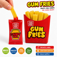 Chewing-gum en forme de frites avec sauce gelée à la fraise, marque privée OEM, collation interactive amusante pour enfants