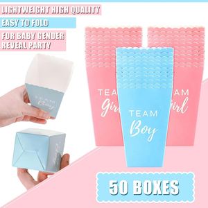 Baby Shower Blue Pink Decorative Dinnerware Mini and Candy Favor Treat Gender Reveal Paper Popcorn <b>Boxes</b> - Product Image 4