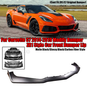 Para Chevy Corvette C7, Parachoques Modificado Estilo ZR1 2014-2019, Alerón Delantero de Fibra de Carbono Estilo Brillante Negro - Product Image 1