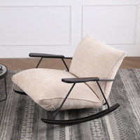 Fauteuil à bascule simple de style ancien, canapé paresseux en toile beige, fauteuil de loisirs de grande taille, super fauteuil pour salon