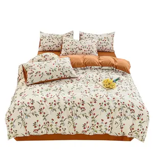 French Style Class A Double Yarn Cotton Linen Washed Cotton Four-piece Set Bedding Set