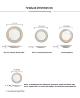 Service de vaisselle de luxe nordique géométrique en céramique, assiettes à soupe avec bord doré, motif linéaire moderne noir et blanc, pour mariage, fête, maison