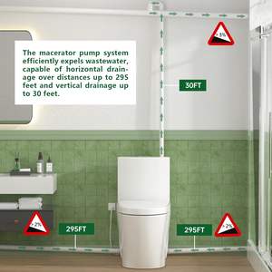 Système de toilettes suspendues SUPERFLO <span class=keywords><strong>avec</strong></span> macérateur intégré, cuvette allongée confortable, pompe de macération 600W, 26 pieds - Product Image 2