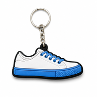 Llavero con Forma de Zapatilla Deportiva Azul de PVC Plano Personalizado Directo de Fábrica, Llavero de Goma Suave al por Mayor, Regalo Novedoso de Moda OEM