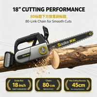 Tronçonneuse électrique sans fil 20V de 18 pouces, 1000W, 5800 tr/min, pas de chaîne de 1/4, chaîne à 80 maillons pour l'élagage et la coupe du bois jusqu'à 45 cm