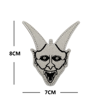 Tête de crâne visage maléfique avec deux longues oreilles tactique lueur dans l'obscurité masque mal sorcière broderie Patch pour sac chapeau bricolage autocollants coudre