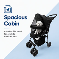 Chariot de voyage pliable rapide JXB PG8030 à 4 roues pour chiens de taille moyenne avec panier de rangement