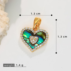 Nouveau Collier Pendentif Cœur en Laiton Plaqué Or 18K avec Zircon Cubique, Charme Cœur d'Amour Coloré de Luxe pour Femme, Bijoux HD521 - Product Image 5
