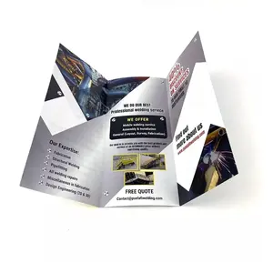 Aangepaste Flyers Dubbelzijdig Gevouwen Folder Aanpassen Gecoat Papier Drievoudig Brochure Cmyk Full Color Voor Reclame Promotie