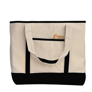 Bolsa de Mano Grande de Lona, Bolsa de Compras Reutilizable con Ribete Negro, Parte Superior Abierta, Asa Suave, Bolsa de Supermercado Unisex, Diseño Personalizado para Mujer - Product Image 4