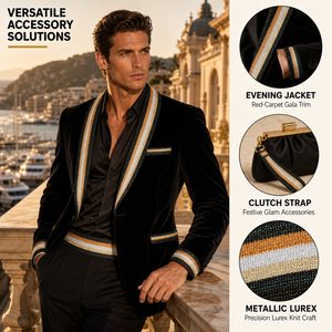 Bande élastique tricotée en polyester écologique couleur personnalisée avec ruban rayé métallique Lurex pailleté pour robes et jupes OEM ODM - Product Image 6