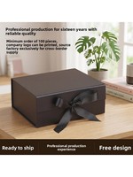 Boîte cadeau vide avec nœud, pliable en une seule pièce, en stratifié, magnétique, style livre, pour e-commerce transfrontalier, emballage plat pour vêtements, quatre couleurs UV