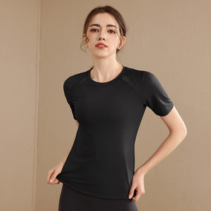 Women Mesh Panel <b>Raglan</b> Short Sleeve Yoga T Shirt Quick Dry Breathable Back Mesh Athletic <b>Top</b> Soft Stretch Running Workout Shirt - Product Image 2