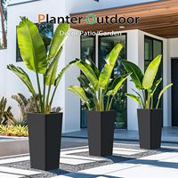 Pot Bunga Resin Minimalis Tinggi Persegi, Mewah Ringan, Bernapas, Biodegradable, Fitur Penyiraman Otomatis untuk Tanaman Palem Areca Indoor