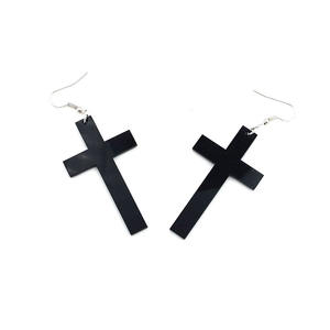 Pendientes colgantes elegantes para mujer de estilo largo geométrico acrílico cruzado negro accesorios de joyería - Product Image 3