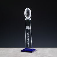 Trophée de football en verre transparent personnalisé, nouveau modèle Crystal MVP, pour les champions des ligues de football américain