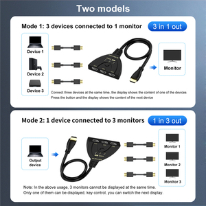 สวิตช์ <span class=keywords><strong>HDMI</strong></span> แบบสองทิศทาง <span class=keywords><strong>3x1</strong></span> หรือตัวแยกสัญญาณ <span class=keywords><strong>HDMI</strong></span> 2.0 1x3 3 พอร์ต ตัวเลือกสวิตช์แยกสัญญาณ <span class=keywords><strong>HDMI</strong></span> แบบสองทิศทาง พร้อม HDCP Passthrough - Product Image 2