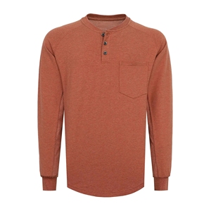 T-shirt Henley 6OZ en tissu Bird's Eye FR B535 Rouge brique, anti-humidité, ignifuge, coupe ample, pour le travail industriel quotidien - Product Image 3