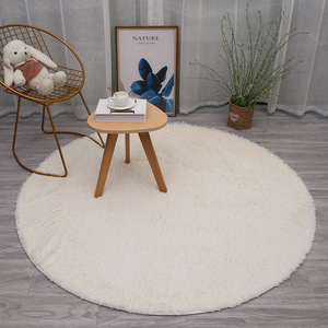 Alfombra Redonda de Terciopelo PV, Color Gris Oscuro Sólido, Antideslizante, Estilo Moderno, para Sala de Estar, Dormitorio, Tapete de Yoga - Product Image 4