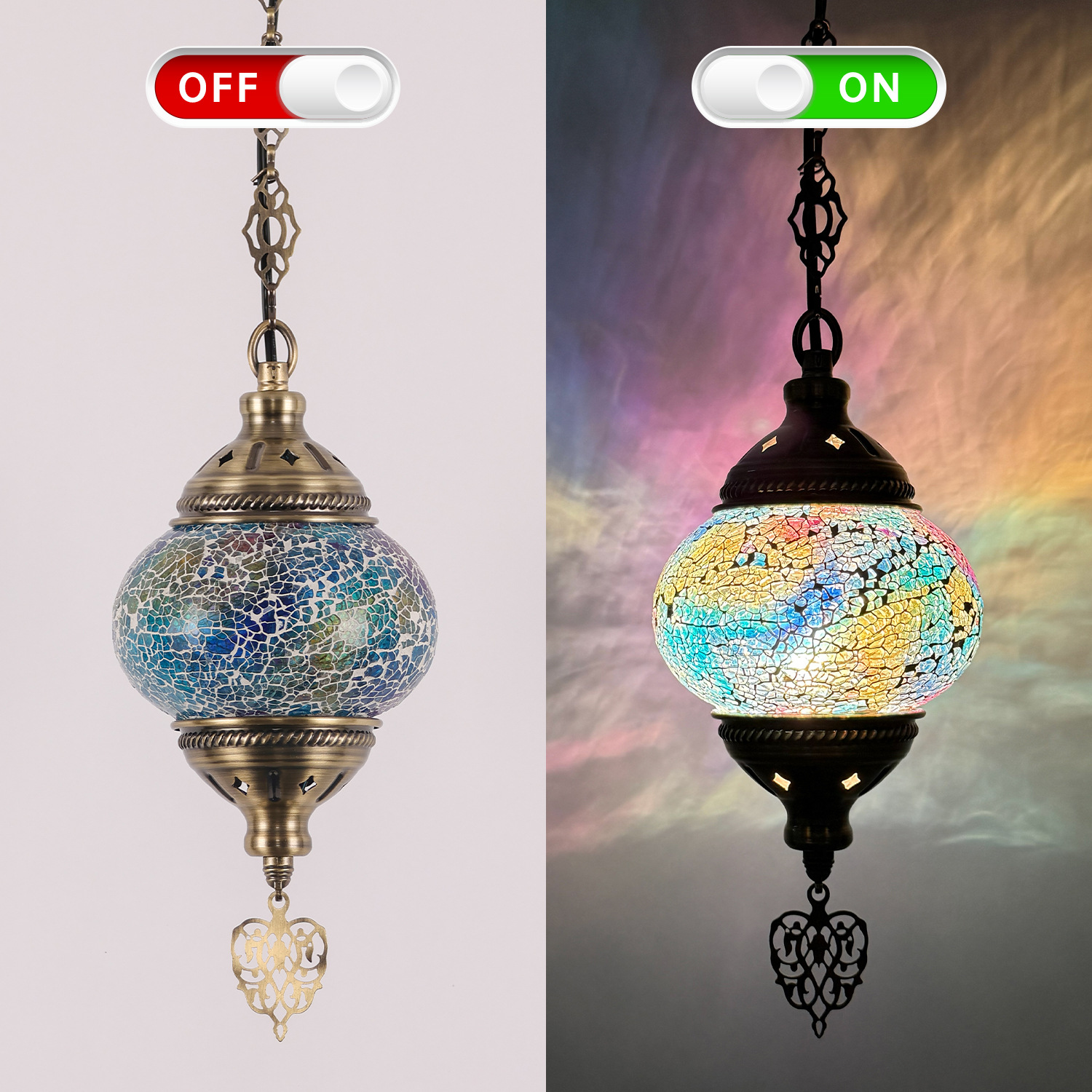 colorful Peacock Blue Ice crack pendant lamp
