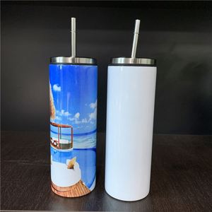 Vaso Recto de 20 Oz con Tapa Roscada y Pajita de Acero Inoxidable para Impresión Personalizada - Product Image 1