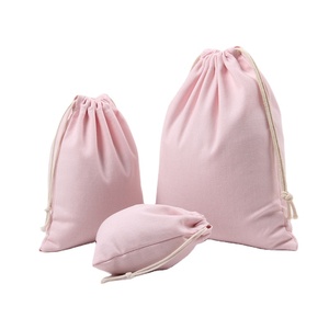 2024 Custom Logo Printed Pink Fabric Shopping Canvas Drawstring Bag Handbag with Double <b>String</b> Cotton Folding Style Gift - Product Image 1