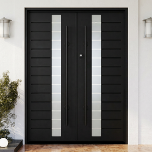 Portes d'entrée de villa modernes populaires, résistantes au vent, anti-effraction, en alliage d'aluminium - Product Image 1