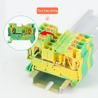 Bloc de bornes à ressort PT2.5-PE pour rail DIN, borne de mise à la terre 0,2-2,5 mm² 24A 800V Jaune Vert