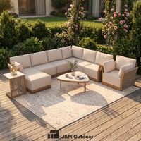 Ensemble de canapés en rotin PE et aluminium de qualité supérieure J&M, sièges incurvés, coussins profonds, table, jardin, patio, résistant au feu