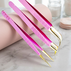 Pince à épiler en acier inoxydable ASAP pour extensions de cils, 10 mm, pointe lisse, emballage personnalisé avec logo, séparateur pour cils artificiels, rose - Product Image 6