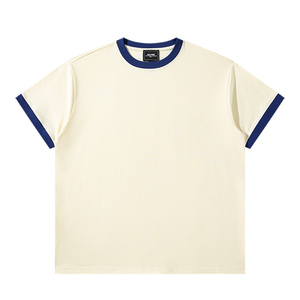 T-Shirt di abbigliamento firmato di cotone Beige due toni oversize T-Shirt - Product Image 5