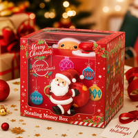 Tirelire électrique de Noël amusante en forme de Père Noël volant, pour enfants, en PVC, avec musique joyeuse, idéale pour les chaussettes de Noël
