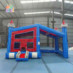 Château <span class=keywords><strong>Gonflable</strong></span> Marbré Rouge et Bleu avec Toit Ombragé, Combo Bouncer pour Rassemblements Familiaux et Location - Product Image 2