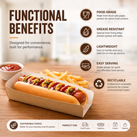 Boîte à hot-dogs en papier écologique avec impression couleur personnalisée, pelliculage mat, qualité alimentaire, pour plats à emporter, barquette à frites