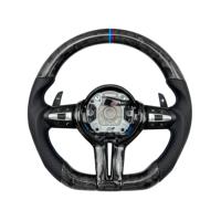 Volant en fibre de carbone véritable avec LED pour BMW E60 E46 E39 X5 E70 E81 E83 X1 E84 E87 E82 E92 E93 M3 Série 3 E90 Amélioration du volant