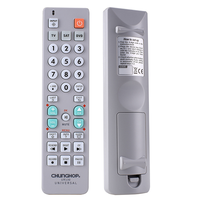 SAT DVD TV 3 in 1 Remote UR130 Big Buttons Smart Universal Remote Controls TV