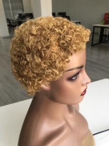 Vente en gros afro-américaine courte perruque bouclée Pixie perruques fabriquées <span class=keywords><strong>à</strong></span> la machine pour les femmes noires vente - Product Image 5