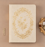 Carnet de notes personnalisé en lin beige, couverture rigide, grille à points, estampage à chaud en or, rose, journal, cadeau