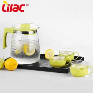 Lilas BSCI SGS LFGB 1.5L 2L sans bpa grand couvercle en plastique personnalisé pichet en verre d'eau de bière glacée