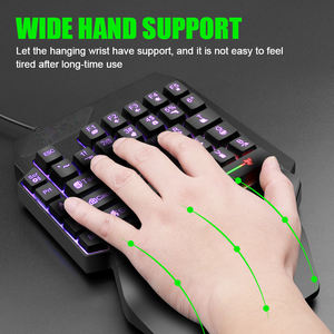 Nouveau clavier mécanique de jeu rétroéclairé RGB noir MOBA à une main, adaptateur de souris USB 2.0 pour téléphone portable - Product Image 2