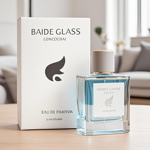Factory Square Perfume <b>Spray</b> <b>Bottle</b> <b>Empty</b> Crimp Rectangle Blue 30ml 50ml 100ml Glass Flat Perfume <b>Bottle</b> With Metal Label - Product Image 5