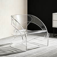 Fauteuil de salon moderne en acrylique transparent sans accoudoirs, siège individuel pour appartement, hôtel, salon, chambre, balcon