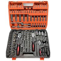 Kit d'outils manuels en acier au chrome-vanadium de 172 pièces, durable, sans batterie, comprenant une clé à cliquet métrique, un jeu de douilles, un coffret rigide