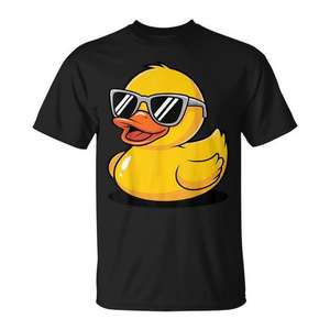 T-shirt en caoutchouc avec motif canard et lunettes de soleil, noir, vêtements décontractés pour hommes - Product Image 1