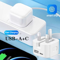 Adaptor Daya PC Lipat Ramah Lingkungan Anti Api 35W Dual Port (USB-A+Type-C) UK dengan Teknologi Pengisian Cepat QC3.0 PD GaN