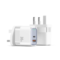 Adaptor ponsel 30W PD pengisi daya Logo kustom pengisi daya dinding USB A Tipe C adaptor perjalanan