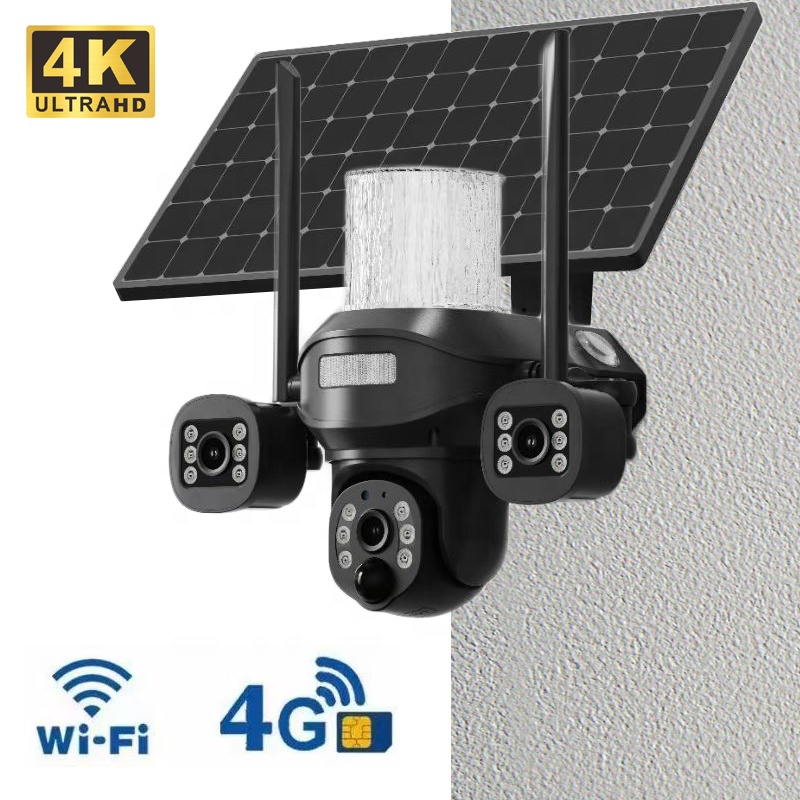 Настенная Солнечная камера с Wi-Fi, 4G, тройной объектив