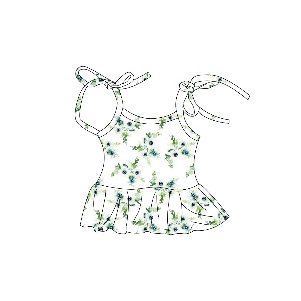 ODM/OEMサマー卸売カスタムブティックデザイン幼児用ショートスカートホルターファンシーベビードレスガールスカート